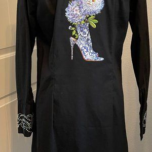 New Black Tunic with fringe hem.